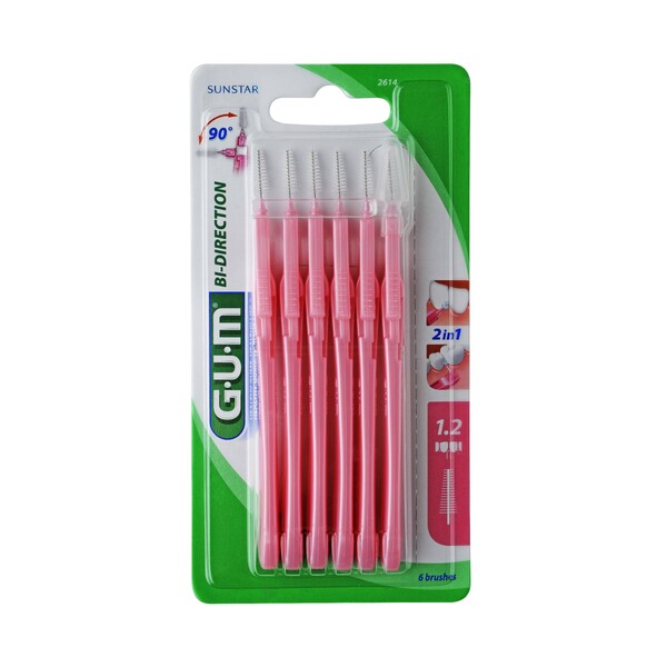 GUM Bi-direction 1,2 mezizubní kartáčky 6 ks