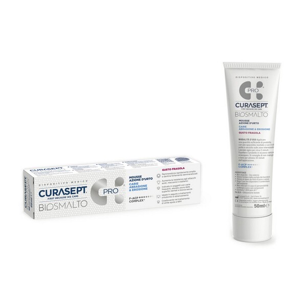 Curasept Biosmalto Mousse Caries Abrasion&Erosion Strawberry zubní pěna 50 ml