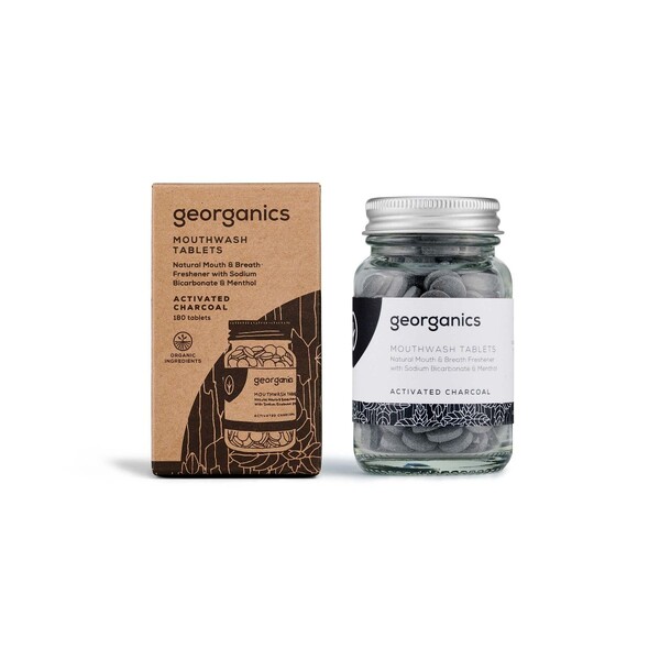 Levně Georganics Activated Charcoal ústní voda v tabletách 180 ks