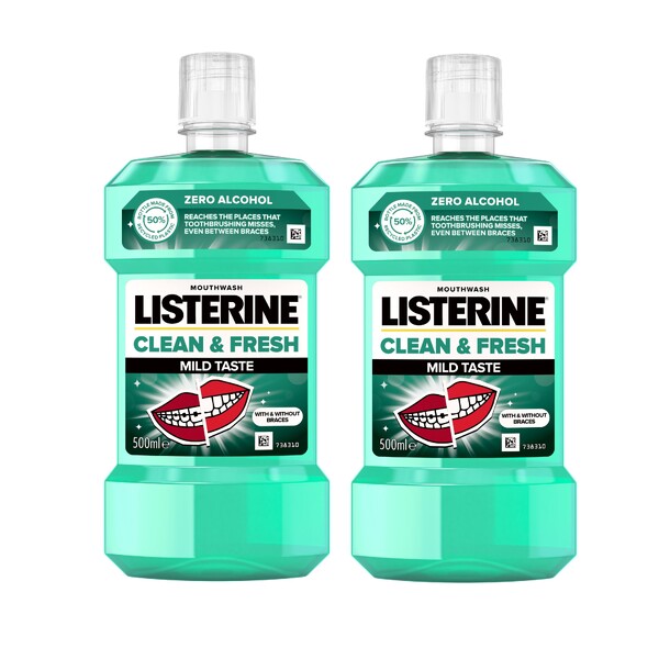 Listerine Clean & Fresh Mild Taste ústní voda 2x500 ml