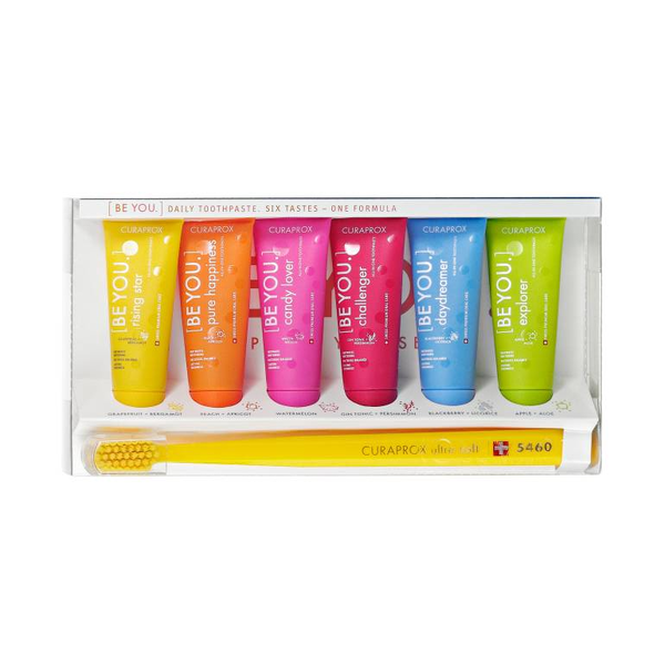 Curaprox zubní kartáček 5460 Ultra Soft bělicí pasty 6 x 10 ml dárková sada