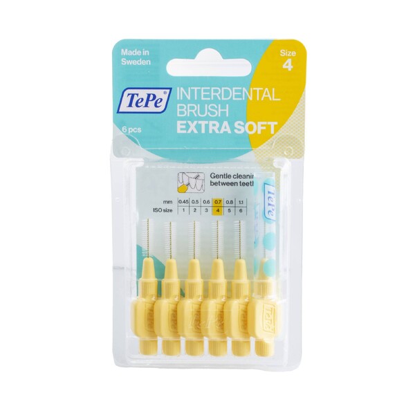 Levně TePe Extra Soft 0,7 mezizubní kartáček žlutý 6 ks