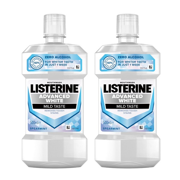 Listerine Advanced White Mild Taste ústní voda 2x500 ml