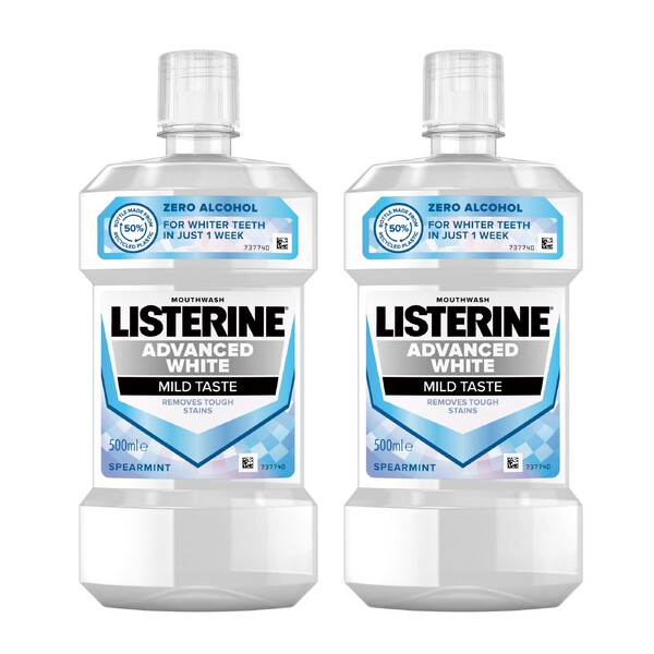 Listerine Advanced White Mild Taste ústní voda 2x500 ml