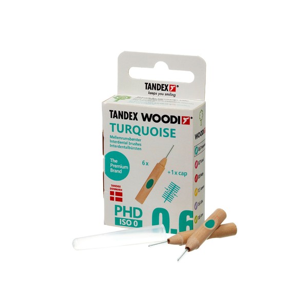 Tandex Woodi 0,6 Turquoise mezizubní kartáček 6 ks