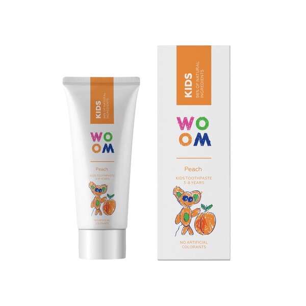 Woom Kids Peach dětská zubní pasta 50 ml