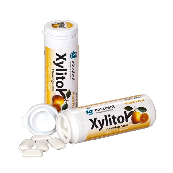 Miradent Xylitol žvýkačky OVOCNÉ 30 ks