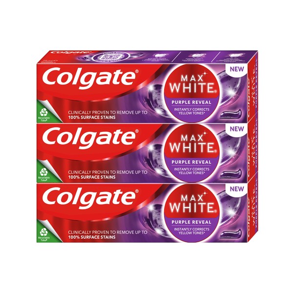 Colgate Max White Purple Reveal zubní pasta 3x75ml