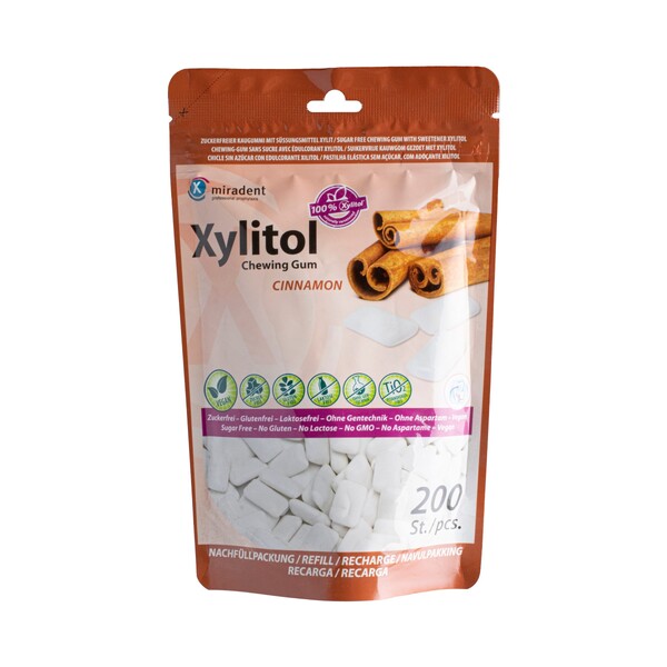 Levně Miradent Xylitol SKOŘICE žvýkačky 200 ks