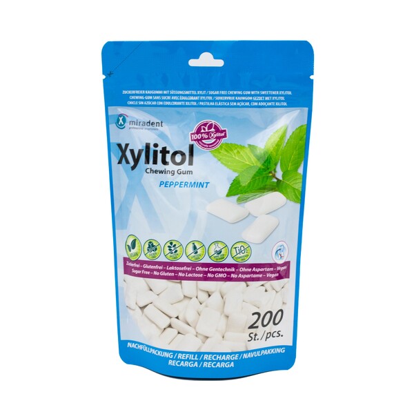 Levně Miradent Xylitol žvýkačky PEPPERMINT 200 ks