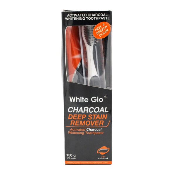 White Glo Charcoal bělicí zubní pasta 100 ml + zubní kartáček