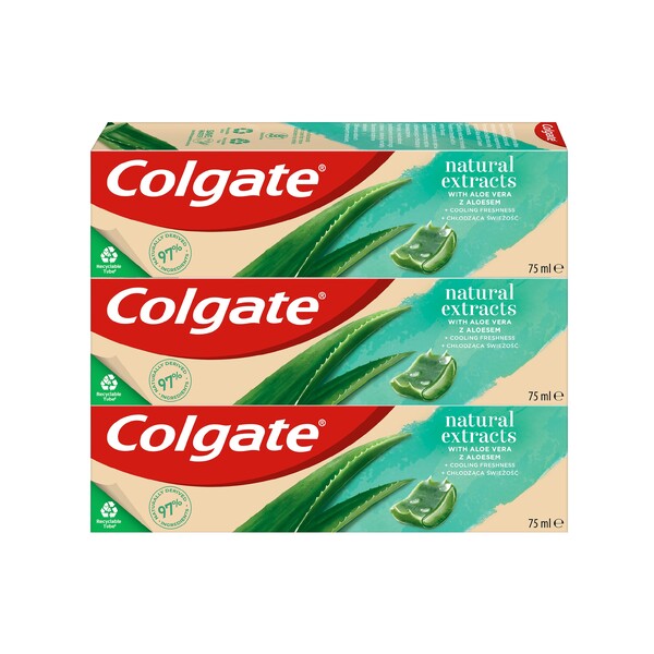 Colgate Natural Extracts Aloe Vera zubní pasta 3×75 ml