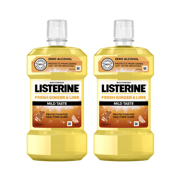 Listerine Fresh Ginger & Lime Mild Taste ústní voda 2×500 ml