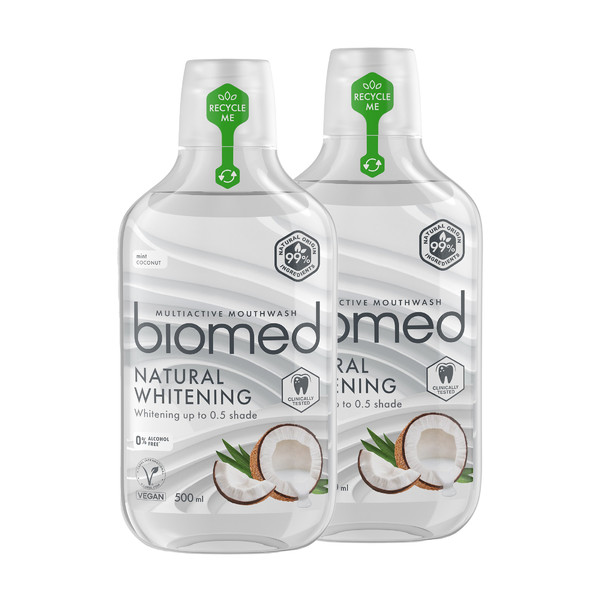 Biomed Natural Whitening ústní voda 2×500 ml