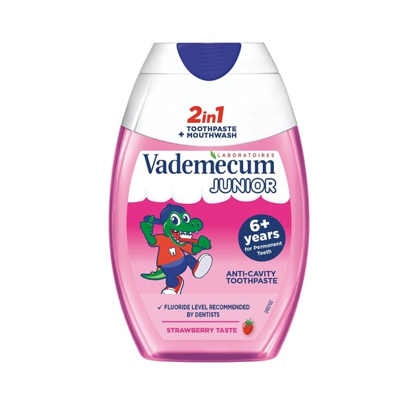 Vademecum Junior 2v1 Strawbery 6+ dětská zubní pasta 75 ml