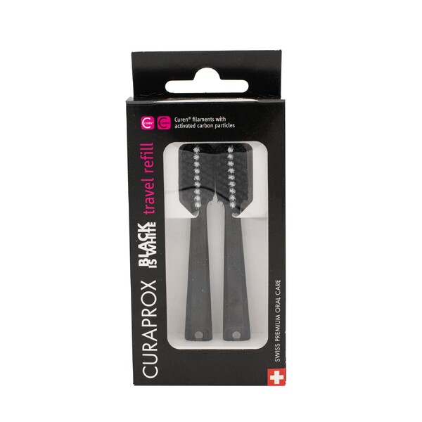 Levně Curaprox Travel Set Black is White náhradní hlavice 2 ks
