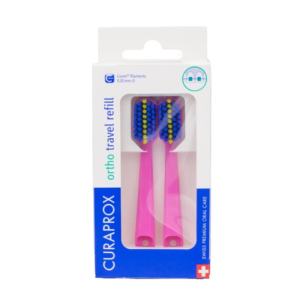 Levně Curaprox Travel Set Ortho Pink náhradní kartáčky 2 ks