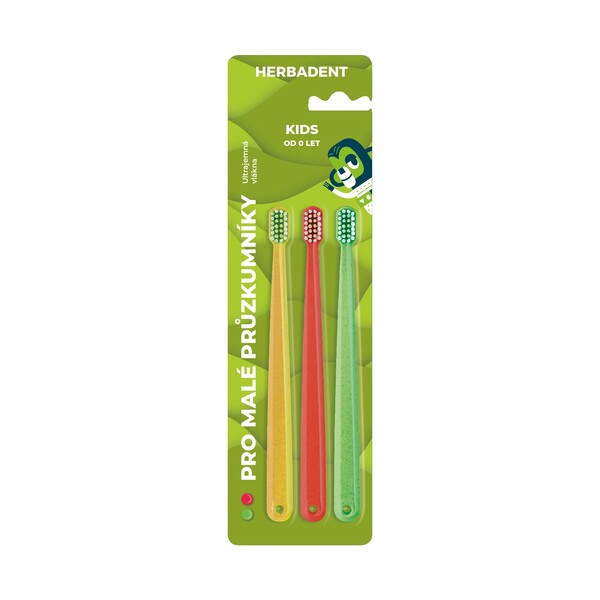 Levně Herbadent Kids dětský zubní kartáček 3 ks