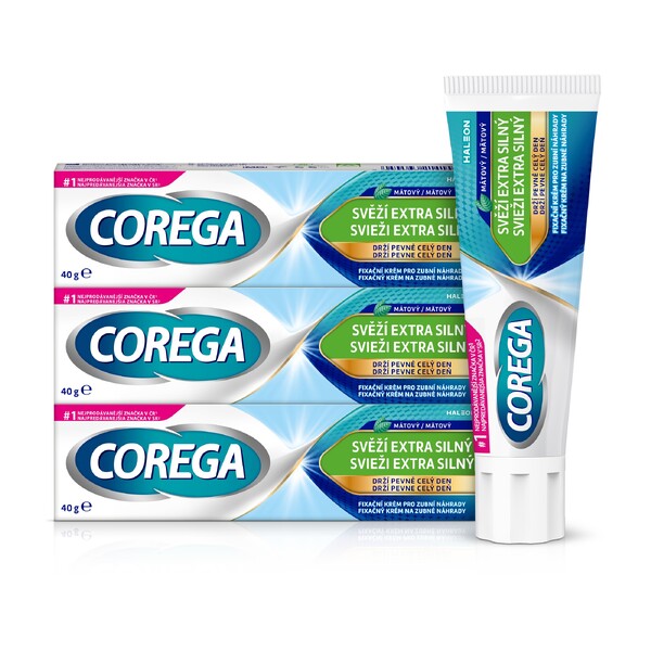 Levně Corega Extra strong svěží dech 3×40 g
