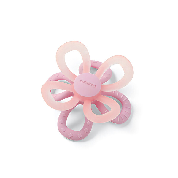 Levně Babyono Flower silikonové kousátko - růžové