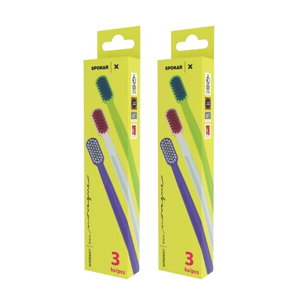 Levně Spokar X 3500 Supersoft zubní kartáček 2×3 ks