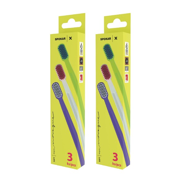 Levně Spokar X 2500 Soft zubní kartáček 2×3 ks