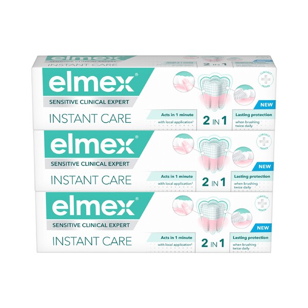Levně Elmex Sensitive Clinical Expert Instant Care zubní pasta 3×75 ml