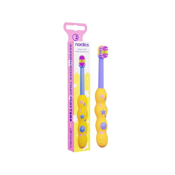 Levně Nordics Premium Baby Soft 4080 Yellow dětský zubní kartáček