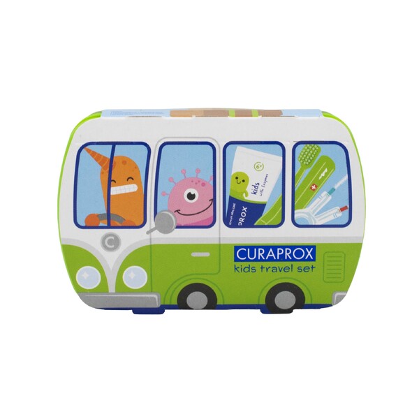 Levně Curaprox Travel Set Kids cestovní sada pro děti - zelená