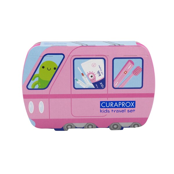 Levně Curaprox Travel Set Kids cestovní sada pro děti - růžová