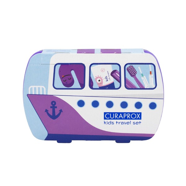 Levně Curaprox Travel Set Kids cestovní sada pro děti - fialová