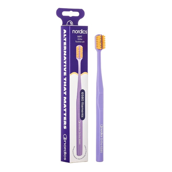 Levně Nordics Premium Ortho Soft Purple/Orange zubní kartáček