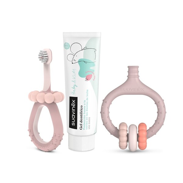 Levně Suavinex sada pro ústní hygienu 0m+ - růžová