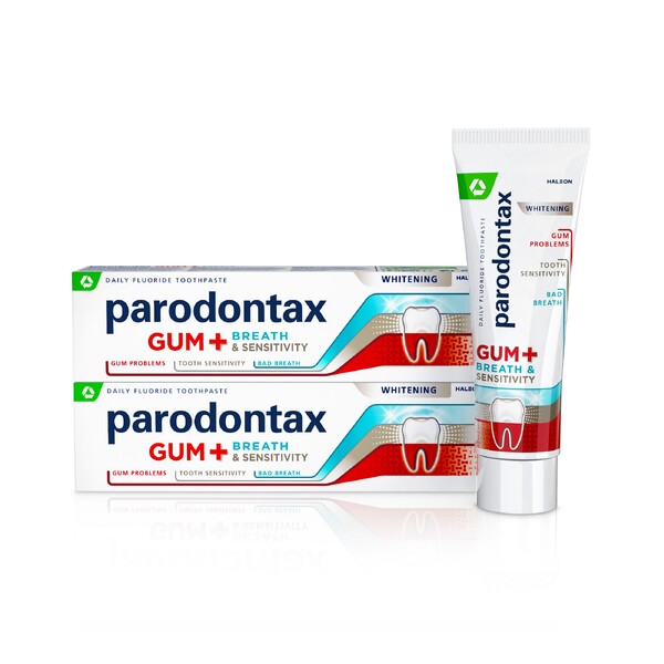 Levně Parodontax Dásně + Dech & Citlivé zuby bělicí zubní pasta 2x75 ml