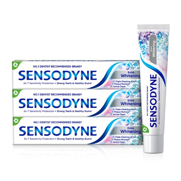 Levně Sensodyne Extra Whitening zubní pasta 3×75 ml