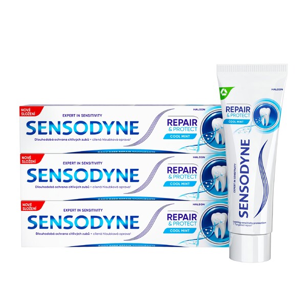 Levně Sensodyne Repair & Protect Cool Mint zubní pasta 3x75 ml
