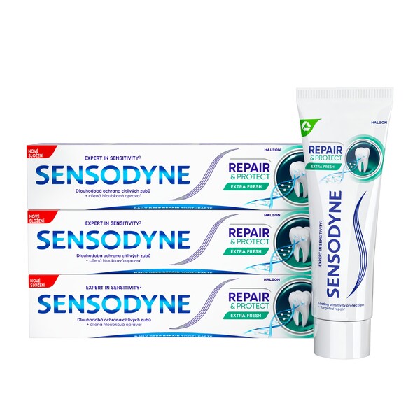 Levně Sensodyne Repair&Protect Extra Fresh zubní pasta 3x75ml