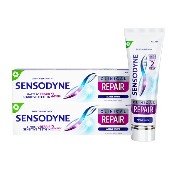 Levně Sensodyne Clinical Repair Active White zubní pasta 2×75 ml