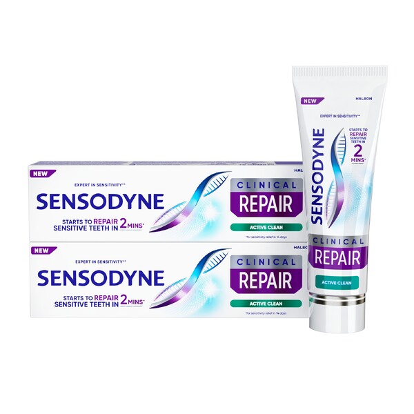 Levně Sensodyne Clinical Repair Active Clean zubní pasta 2×75 ml
