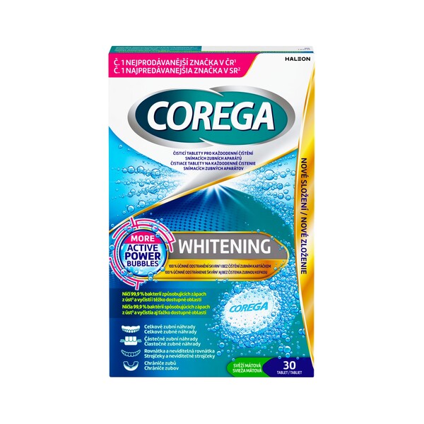 Levně Corega Tabs Whitening čisticí tablety 30 ks