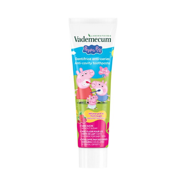 Levně Vademecum Peppa Pig Red Fruit 0-6 dětská zubní pasta 50 ml