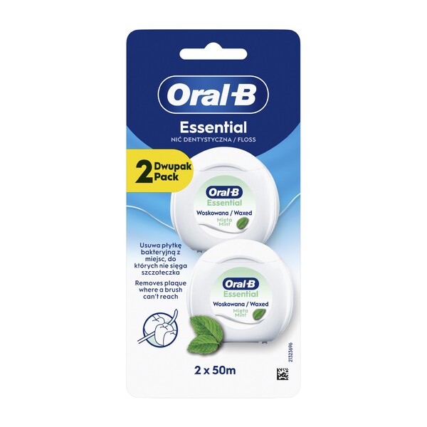 Levně Oral-B EssentialFloss Waxed Mint zubní nit 2×50 m