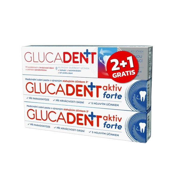 Levně Glucadent Aktiv Forte zubní pasta 2×75 ml + pasta zdarma