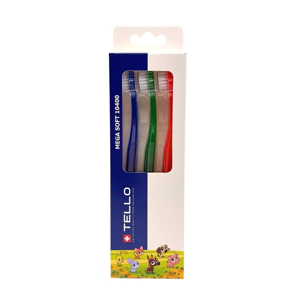Levně Tello Kids 10400 dětský zubní kartáček 3 ks