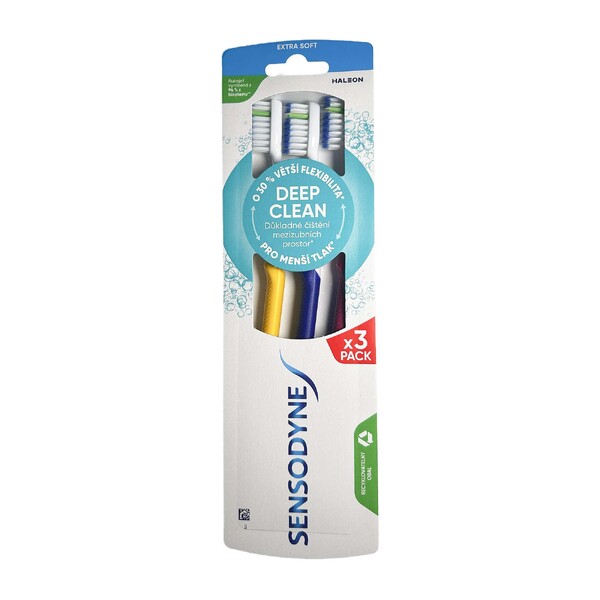 Levně Sensodyne Deep Clean Extra Soft zubní kartáček 3 ks