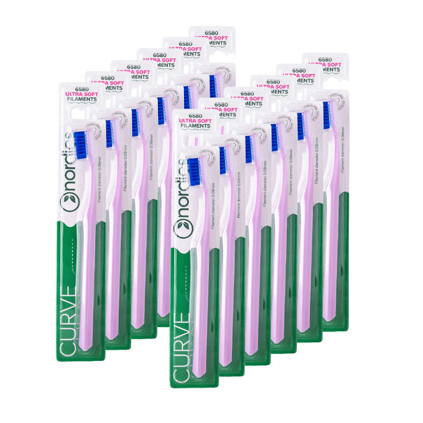 Nordics Curve Ultra Soft Pink/Dark Blue zubní kartáček 12 ks