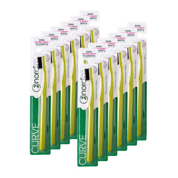 Levně Nordics Curve Ultra Soft Green/Black zubní kartáček 12 ks