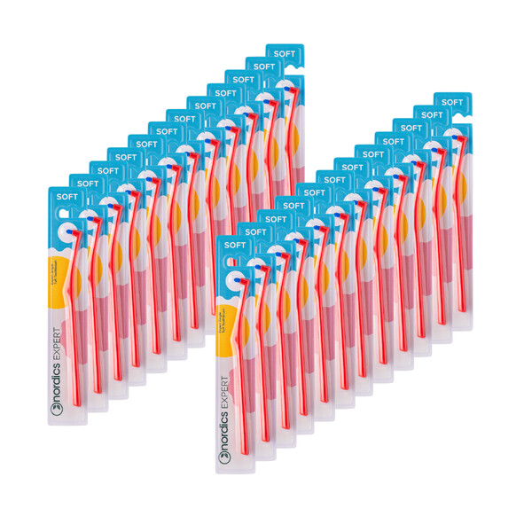 Nordics Premium Single Tuft Soft Red jednosvazkový kartáček 24 ks