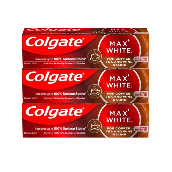 Levně Colgate Max White Coffee, Tea & Wine zubní pasta 3×75 ml