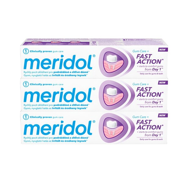 Levně Meridol Fast Action zubní pasta 3×75 ml
